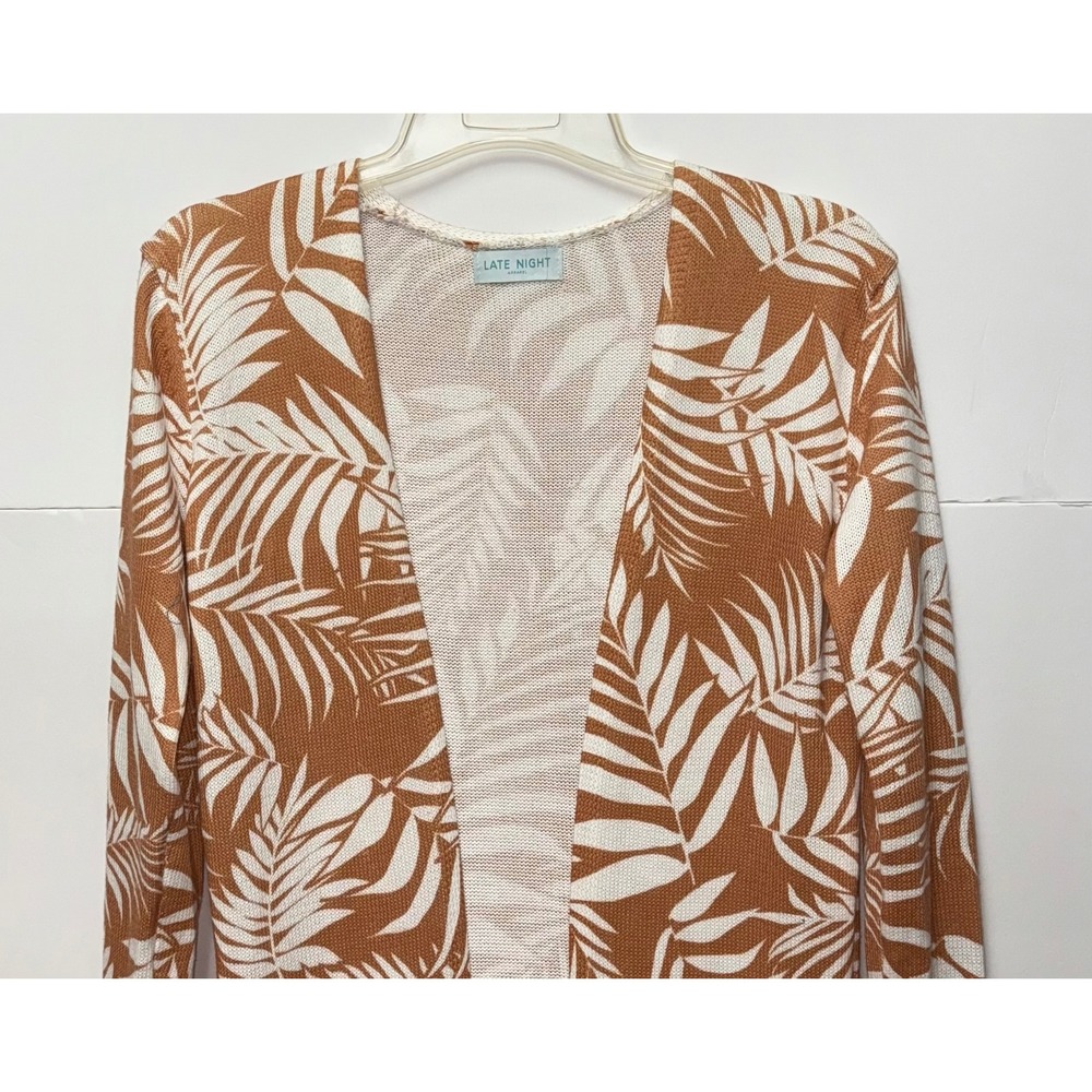 Late Night Apparel Open Front Cardigan Sweater Tropical Print Sz S Minimalist - Picture 3 of 11